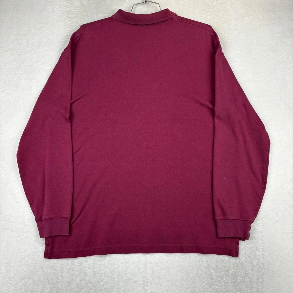 Polo Ralph Lauren Mens XL Long Sleeve Polo Shirt Burgundy Vintage Pony Logo